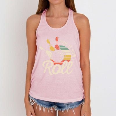 This Is How I Roll Retro Bowling Bowler Funny Gift Great Gift Women's Knotted Racerback Tank