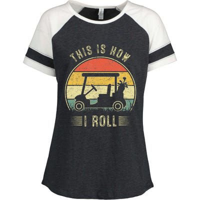 This Is How I Roll Golf Cart Enza Ladies Jersey Colorblock Tee