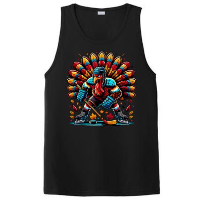 Thanksgiving Ice Hockey Turkey Playing Hockey Thankful PosiCharge Competitor Tank