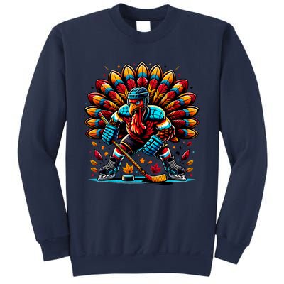 Thanksgiving Ice Hockey Turkey Playing Hockey Thankful Sweatshirt