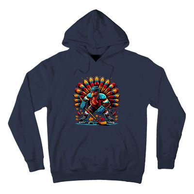 Thanksgiving Ice Hockey Turkey Playing Hockey Thankful Tall Hoodie