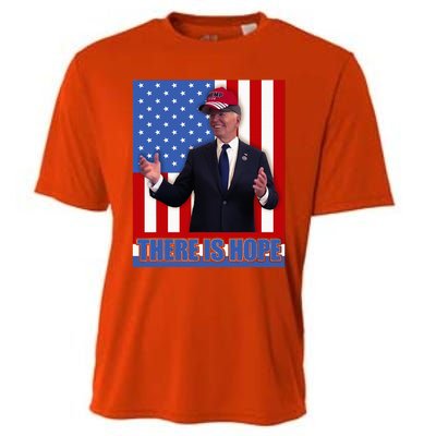 There Is Hope Joe Biden Wearing Trump Hat Cooling Performance Crew T-Shirt