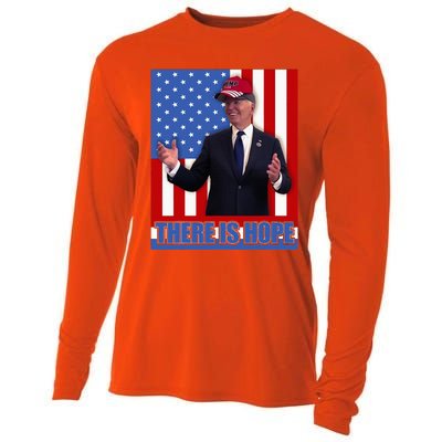 There Is Hope Joe Biden Wearing Trump Hat Cooling Performance Long Sleeve Crew