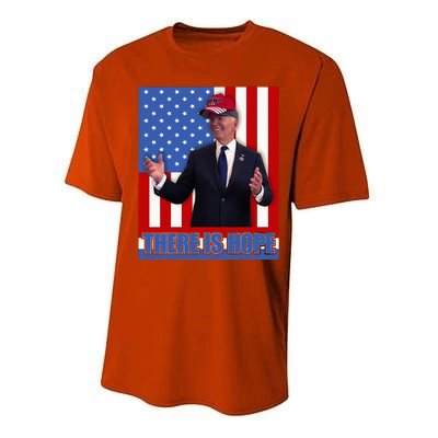 There Is Hope Joe Biden Wearing Trump Hat Performance Sprint T-Shirt