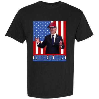 There Is Hope Joe Biden Wearing Trump Hat Garment-Dyed Heavyweight T-Shirt