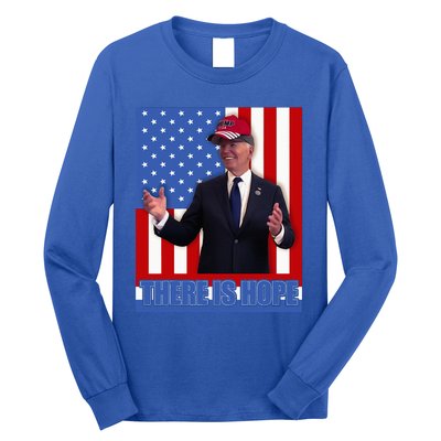 There Is Hope Joe Biden Wearing Trump Hat Long Sleeve Shirt