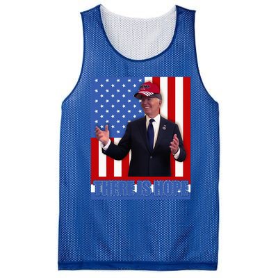 There Is Hope Joe Biden Wearing Trump Hat Mesh Reversible Basketball Jersey Tank