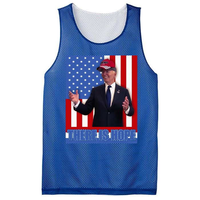 There Is Hope Joe Biden Wearing Trump Hat Mesh Reversible Basketball Jersey Tank