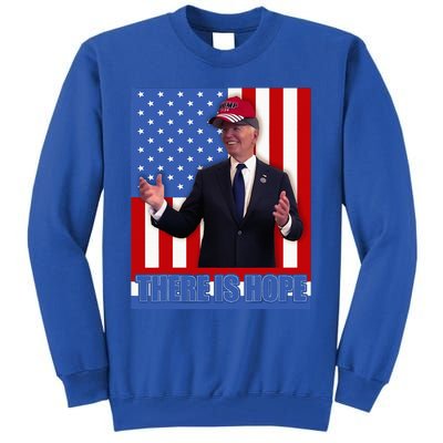 There Is Hope Joe Biden Wearing Trump Hat Tall Sweatshirt