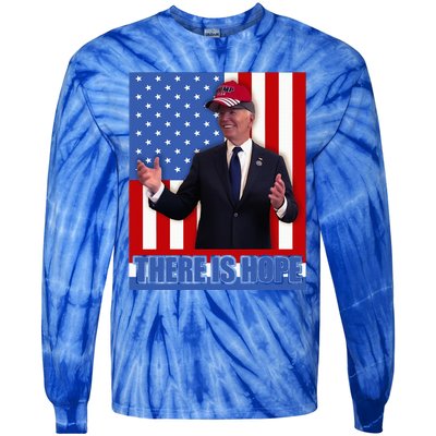 There Is Hope Joe Biden Wearing Trump Hat Tie-Dye Long Sleeve Shirt