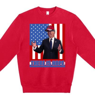 There Is Hope Joe Biden Wearing Trump Hat Premium Crewneck Sweatshirt