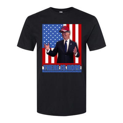 There Is Hope Joe Biden Wearing Trump Hat Softstyle CVC T-Shirt