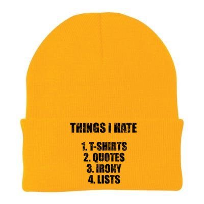 Things I Hate : Great Funny Gift Quotes Irony And Lists Sarcastic Cute Gift Knit Cap Winter Beanie