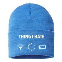 Things I Hate Gift Funny Computer Gamers Nerds And Geeks Gift Sustainable Knit Beanie