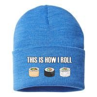 This Is How I Roll Japanese Sushi Lover Funny Gift Sustainable Knit Beanie