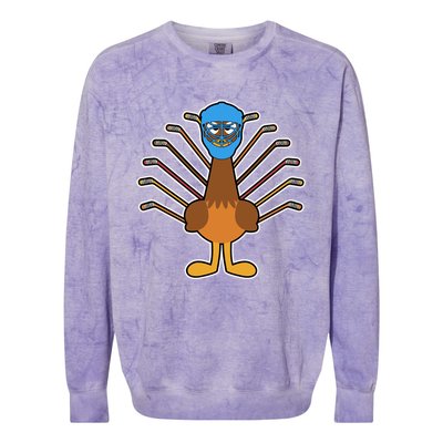 Thanksgiving Ice Hockey Turkey Funny Hockey Player Gift Colorblast Crewneck Sweatshirt