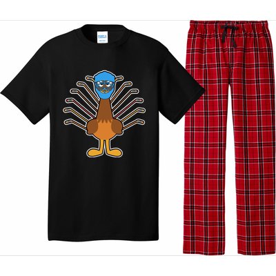 Thanksgiving Ice Hockey Turkey Funny Hockey Player Gift Pajama Set