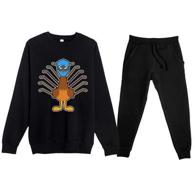 Thanksgiving Ice Hockey Turkey Funny Hockey Player Gift Premium Crewneck Sweatsuit Set