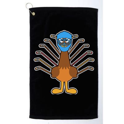 Thanksgiving Ice Hockey Turkey Funny Hockey Player Gift Platinum Collection Golf Towel