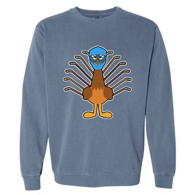 Thanksgiving Ice Hockey Turkey Funny Hockey Player Gift Garment-Dyed Sweatshirt