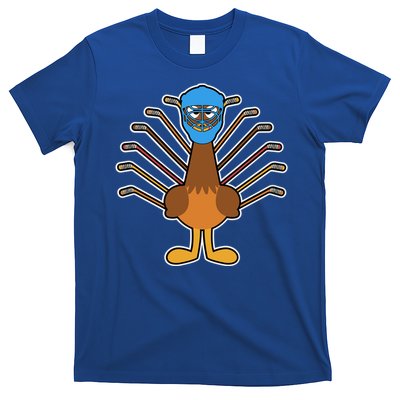 Thanksgiving Ice Hockey Turkey Funny Hockey Player Gift T-Shirt