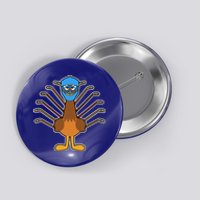 Thanksgiving Ice Hockey Turkey Funny Hockey Player Gift Button