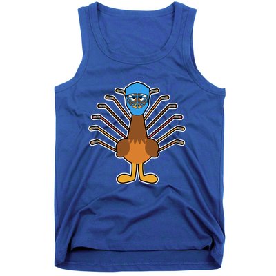 Thanksgiving Ice Hockey Turkey Funny Hockey Player Gift Tank Top