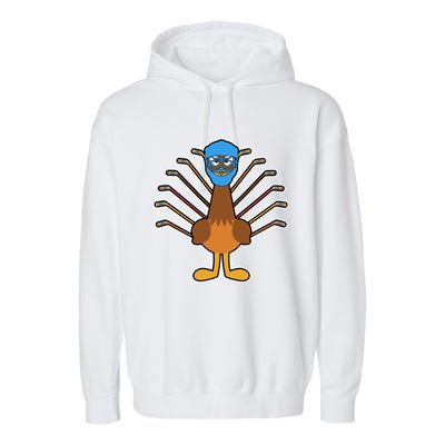 Thanksgiving Ice Hockey Turkey Funny Hockey Player Gift Garment-Dyed Fleece Hoodie