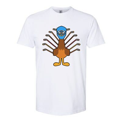 Thanksgiving Ice Hockey Turkey Funny Hockey Player Gift Softstyle CVC T-Shirt