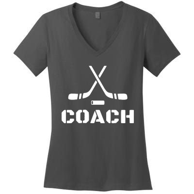 Trainer Ice Hockey Sport Hobby Ball Fun Women's V-Neck T-Shirt