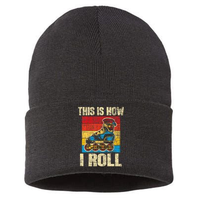 This Is How I Roll Rollerblades Skater Inline Skating Sustainable Knit Beanie
