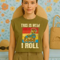 This Is How I Roll Rollerblades Skater Inline Skating Garment-Dyed Women's Muscle Tee
