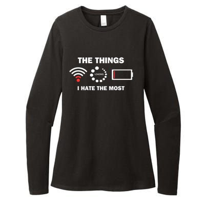 Things I Hate Bad Wifi Signal Buffering Low Battery Meme Gift Womens CVC Long Sleeve Shirt