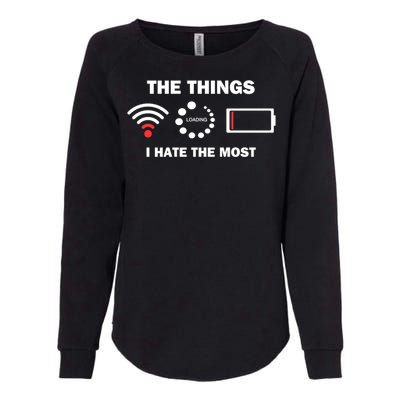 Things I Hate Bad Wifi Signal Buffering Low Battery Meme Gift Womens California Wash Sweatshirt