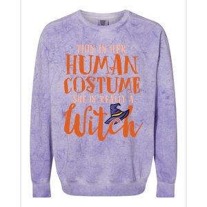 This Is Her Hu Costume She Is Really A Witch Halloween Gift Colorblast Crewneck Sweatshirt