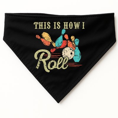 This Is How I Roll Retro Bowling Lover Funny Bowler Gifts USA-Made Doggie Bandana