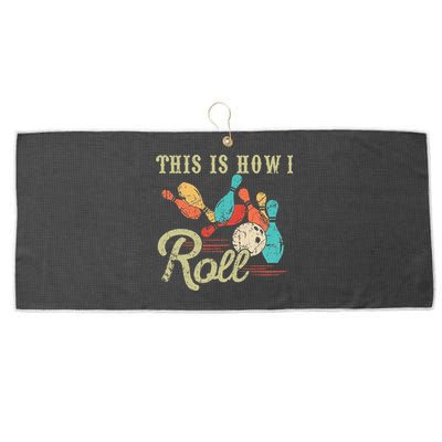 This Is How I Roll Retro Bowling Lover Funny Bowler Gifts Large Microfiber Waffle Golf Towel