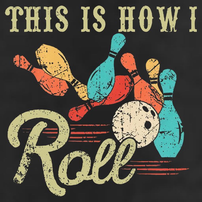 This Is How I Roll Retro Bowling Lover Funny Bowler Gifts Large Microfiber Waffle Golf Towel