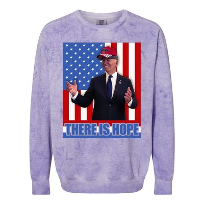 There Is Hope Joe Biden Wearing Trump Hat Colorblast Crewneck Sweatshirt