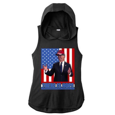 There Is Hope Joe Biden Wearing Trump Hat Ladies PosiCharge Tri-Blend Wicking Draft Hoodie Tank