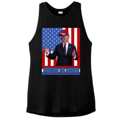 There Is Hope Joe Biden Wearing Trump Hat Ladies PosiCharge Tri-Blend Wicking Tank