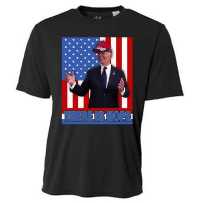 There Is Hope Joe Biden Wearing Trump Hat Cooling Performance Crew T-Shirt