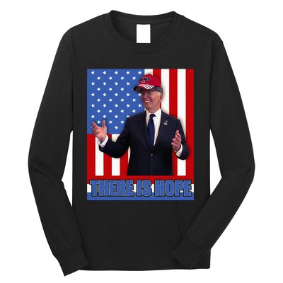 There Is Hope Joe Biden Wearing Trump Hat Long Sleeve Shirt