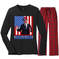 There Is Hope Joe Biden Wearing Trump Hat Women's Long Sleeve Flannel Pajama Set 