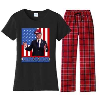 There Is Hope Joe Biden Wearing Trump Hat Women's Flannel Pajama Set