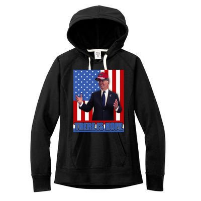 There Is Hope Joe Biden Wearing Trump Hat Women's Fleece Hoodie