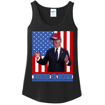 There Is Hope Joe Biden Wearing Trump Hat Ladies Essential Tank