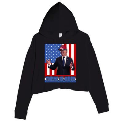 There Is Hope Joe Biden Wearing Trump Hat Crop Fleece Hoodie