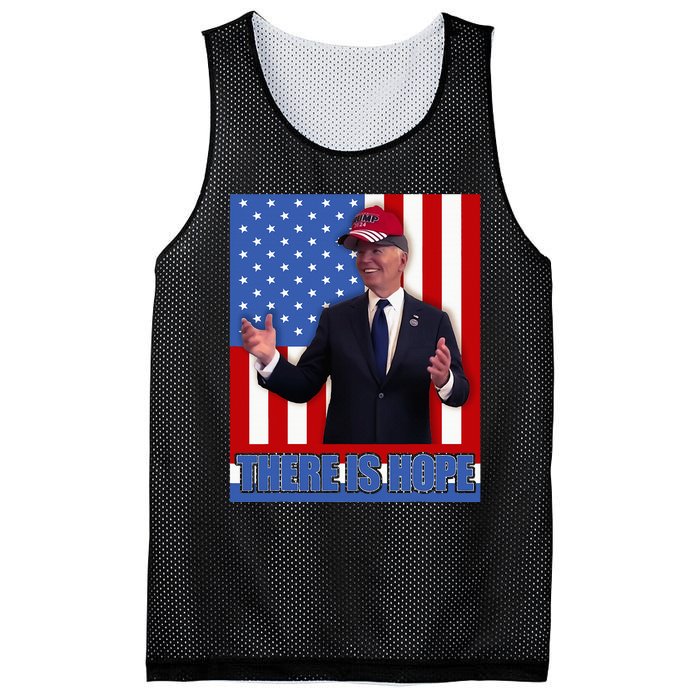 There Is Hope Joe Biden Wearing Trump Hat Mesh Reversible Basketball Jersey Tank