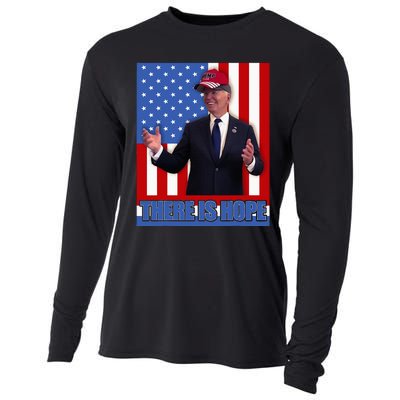 There Is Hope Joe Biden Wearing Trump Hat Cooling Performance Long Sleeve Crew